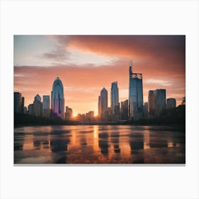 Sunset In Brisbane Canvas Print