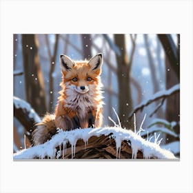 Fox In The Snow 1 Canvas Print