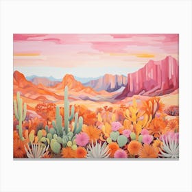 Landscape Desert And Cactus Painting 1 Canvas Print