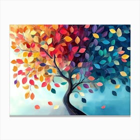 Colorful Tree With Leaves On Hanging Branches Painting 1 Canvas Print