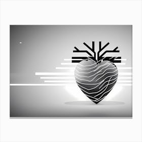 Black And White Heart Canvas Print