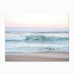 Pastel pink sunrise at Praia da Adraga Portugal - summer beach nature and travelphotography by Christa Stroo Photography Canvas Print