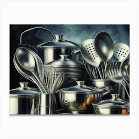 Kitchen Utensils painting in oil paint 1 Canvas Print