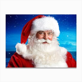 A Traditional Santa Claus Costume With Vivid White Fur Accents Bright Red Coat Velvet Hat And Flu (2) Canvas Print