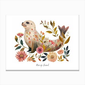 Little Floral Harp Seal 2 Poster Canvas Print