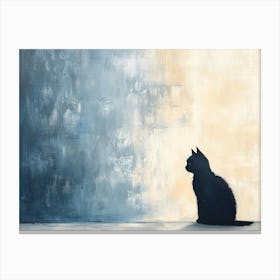 Minimal Black Cat Japandi 1 Canvas Print