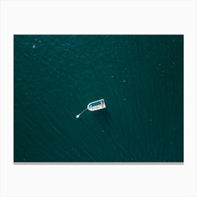 Top view of an empty boat in the lake Canvas Print