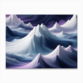 An Abstract Landscape Of Flowing, White And Purple Mountains With Soft Curves And Ethereal Lighting Canvas Print