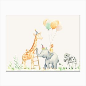 Giraffes And Balloons Kids and Nursery Canvas Print