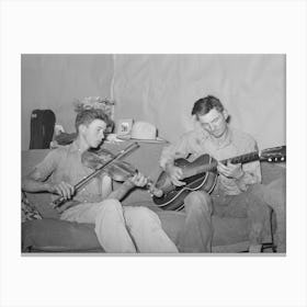 Farmer And His Brother Making Music, Pie Town, New Mexico By Russell Lee Canvas Print