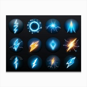 A Collection Of Modern Lightning And Energy Icons Dynamic Curves Emulating The Flow Of Electricity (2) Canvas Print