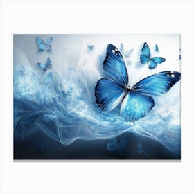 Vibrant 3d Modern Featuring Elegant Blue Butterfly Design Canvas Print