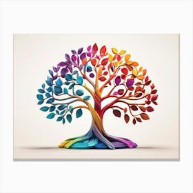 Default Stylized 3d Tree Of Life In Bright Rainbow Colors On A 1 Canvas Print