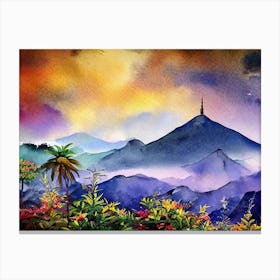 Twilight Serenity Over Blossom Peaks  Canvas Print