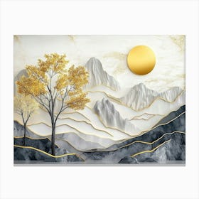 Mountains And Trees Landscape Canvas Print