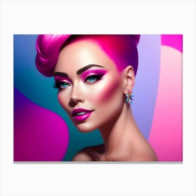 Pink Beauty With Pink Makeup 2 Canvas Print