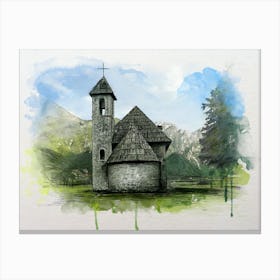 Church In The Mountains Canvas Print