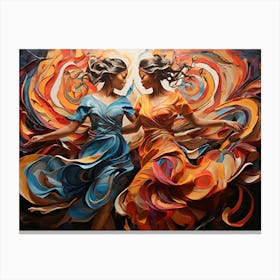 Two Women Dancing Paintings Art Print Canvas Print