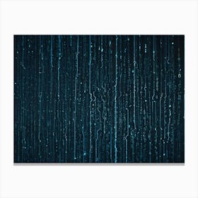 Abstract Background With Vertical Flowing Streaks Of Blue Binary Code Against A Dark Background Canvas Print