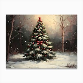 Christmas Tree In The Snow 5 Canvas Print