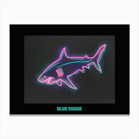 Neon Pastel Pink Blue Shark 5 Poster Canvas Print