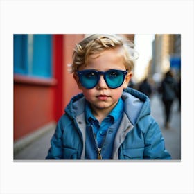 Portrait Of A Young Boy Wearing Sunglasses Canvas Print