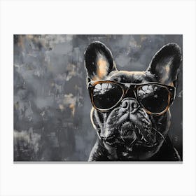 Frenchie Wearing Sunglasses 2 Canvas Print