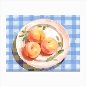 A Plate Of Peaches, Top View Food Illustration, Landscape 2 Canvas Print