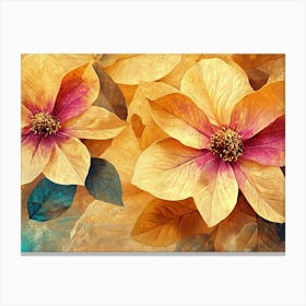 Golden Floral Abstract Vintage Flower Design 1 Canvas Print