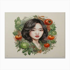 Girl With Vegetables 1 Canvas Print