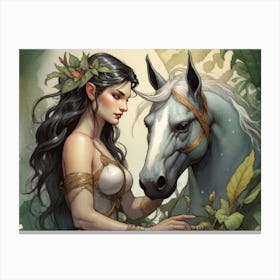 Cute Fairy with Horse Canvas Print