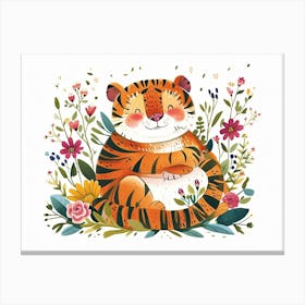 Little Floral Siberian Tiger 3 Canvas Print