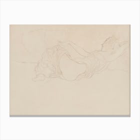 Woman Lying On Her Back, Partly Dressed (1904), Gustav Klimt Canvas Print