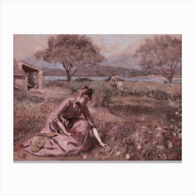 Poppy Field Vintage Painting Antique Canvas Print