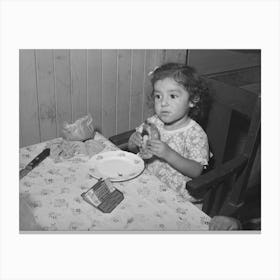 Little Mexican Girl Eating Enchilada For Lunch San Diego, California By Russell Lee Canvas Print