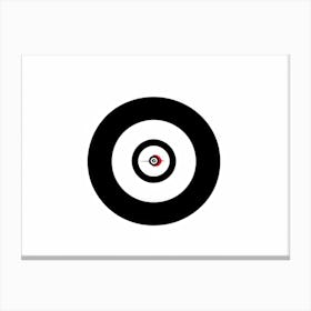 A White Logotype Centered On A Black Dartboard Depicting A Game Of Bullseye Symbolizing Achievement (2) Canvas Print