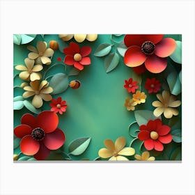 3d Floral Colorful Flowers Canvas Print