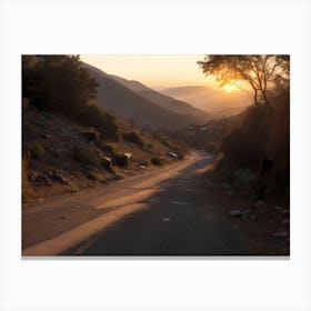 Sunset On A Mountain Road Canvas Print