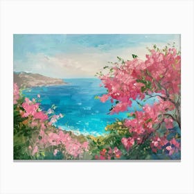 Pink Blossoms By The Sea 1 Canvas Print