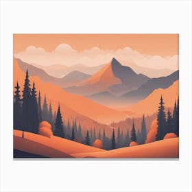Misty mountains horizontal background in orange tone 144 Canvas Print