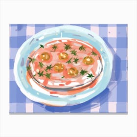 A Plate Of Sardines, Top View Food Illustration, Landscape 4 Canvas Print