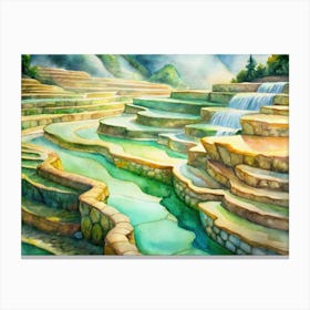 A Depiction Of Stone Terraces Filled With Vibrant Canvas Print