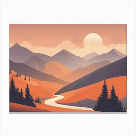 Misty mountains horizontal background in orange tone 49 Canvas Print