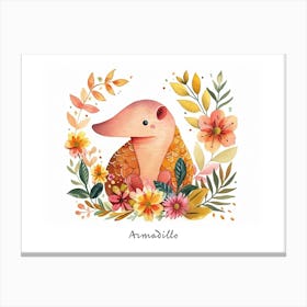 Little Floral Armadillo 2 Poster Canvas Print