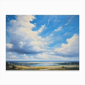 Cumulus Clouds Headlining The Scenic Landscape Clustered Carelessly Against A Shifting Cerulean Ba 2 1 Canvas Print