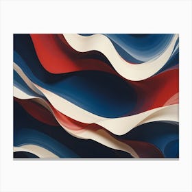 Abstract Image Of Flowing, Colorful Waves In Shades Of Blue, Red, And White Canvas Print