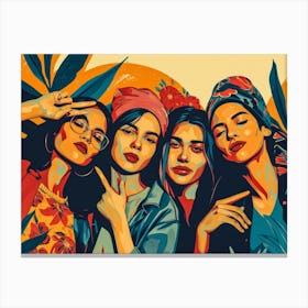 Four Women Posing Canvas Print