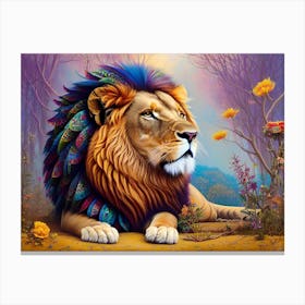 Lion In The Forest 3 Canvas Print