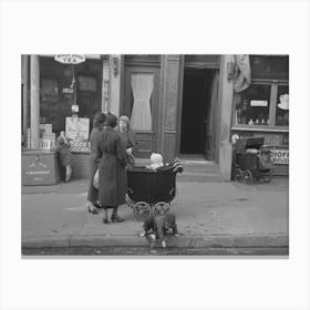 Mothers Talking Together And Child Playing In The Gutter, 139th Street Just East Of St Anne S Avenue, Bronx Canvas Print