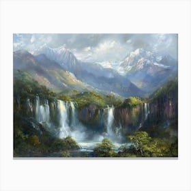 Waterfalls In The Mountains 1 Canvas Print